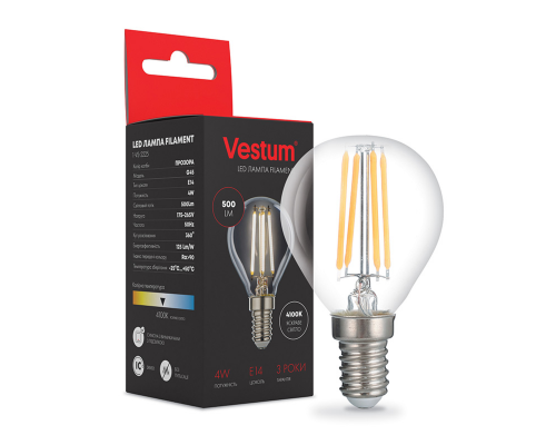 Лампа LED Vestum филамент G45 Е14 4Вт 220V 4100К