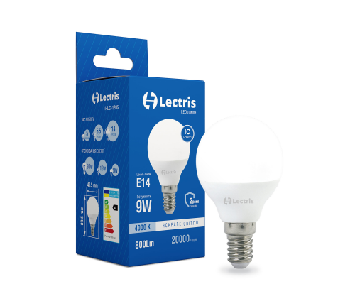 Світлодіодна лампа Lectris G45 9W 4000K 220V E14 1-LC-1205