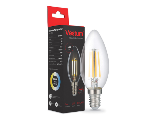 Лампа LED Vestum филамент С35 Е14 5Вт 220V 3000К